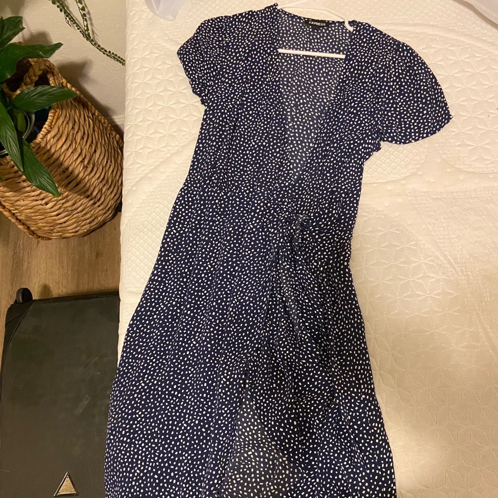 Express Polkadot Wrap Dress